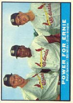 1961 Topps Baseball Cards      451     Power for Ernie-Daryl Spencer-Bill White-Ernie Broglio